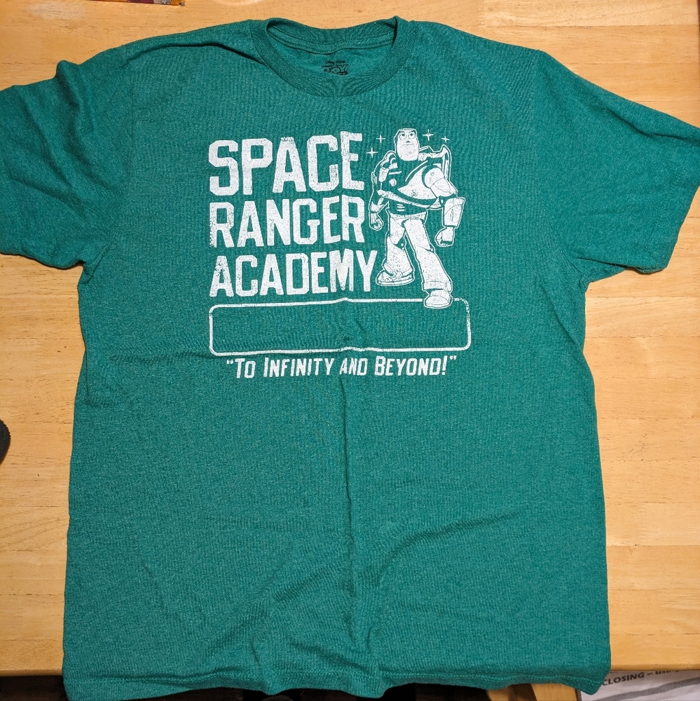 Toy Story Buzz Lightyear Space Ranger Academy Green Disney Pixar T-Shirt